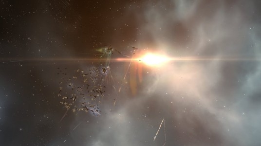 The Opposing Machariel Fleets Fighting Each Other at Close Range
